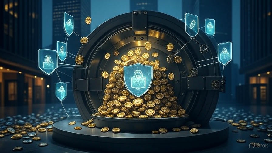 Tokenized bank deposits and Distributed Ledger Technology (DLT) in 2025, depicted by a bank vault with glowing tokens, DLT nodes, and security shields in a futuristic hub.