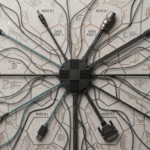 A single hub with six cables radiating to different connectors, illustrating how the Model Context Protocol connects AI to many tools