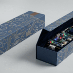 Two identical boxes, one sealed and one open showing internal machinery, illustrating AI agents vs chatbots