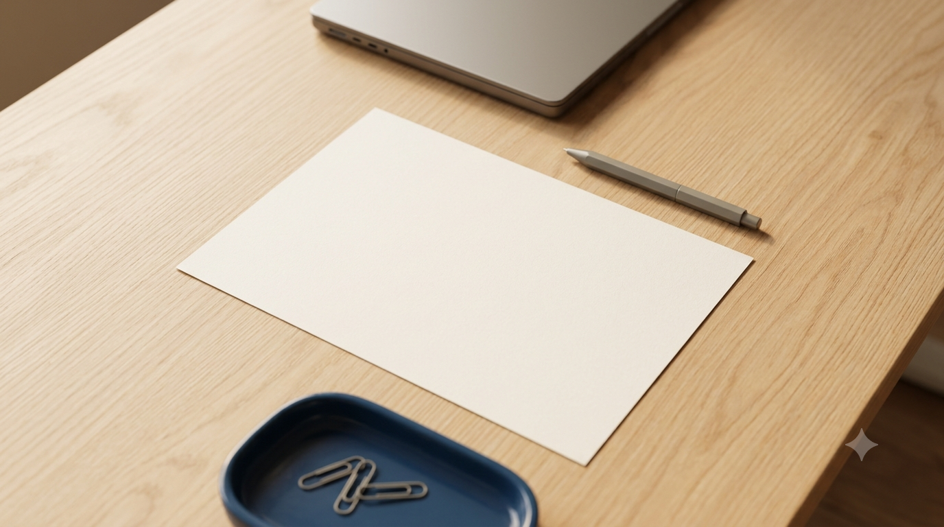 Blank sheet of paper and pen on a desk, representing writing an AI governance policy for a business